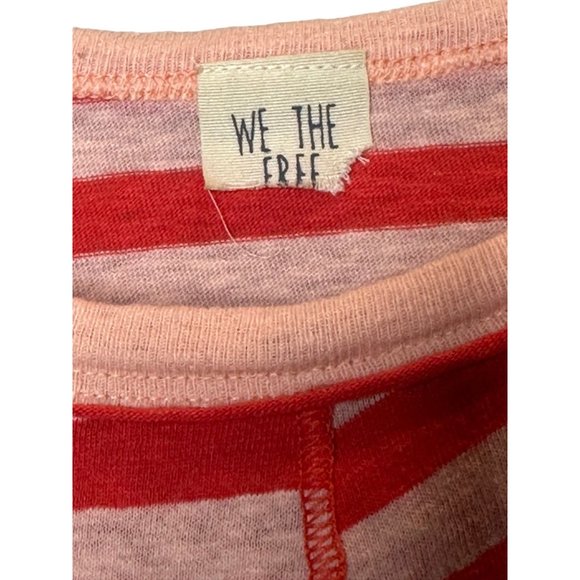 We the Free Prepster  striped short sleeved teeshirt  in coral combo - Picture 3 of 9